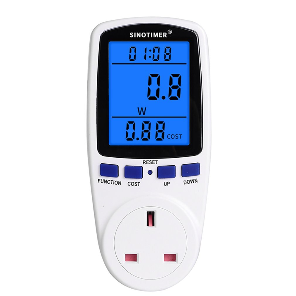 EU UNS UK FR BR AU Steckdose Digital Wattmeter Energie Verbrauch Watt Energie Meter KWh AC 230V 120V strom Mit Backlights: UK Stecker
