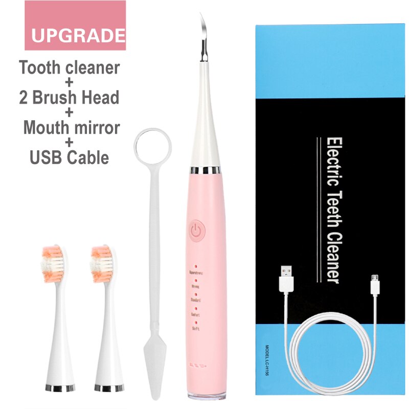 Electric Ultrasonic Teeth Cleaner Dental Tartar Remover Tooth Cleaning Whitening Scaler Dental Calculus Remover Oral Irrigators: Type1 pink