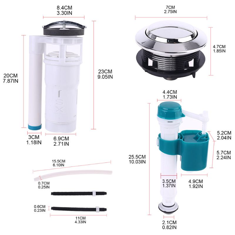 Dual Flush Fill Toilet Water Tank Connected Cistern Inlet Drain Valve Bathroom