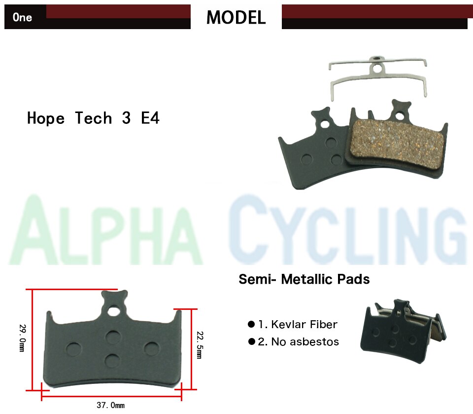 Bicycle Brake Pads for Hope Tech Evo V4 E4 Hydraulic Disc Brake, 4 Pairs, Black RESIN