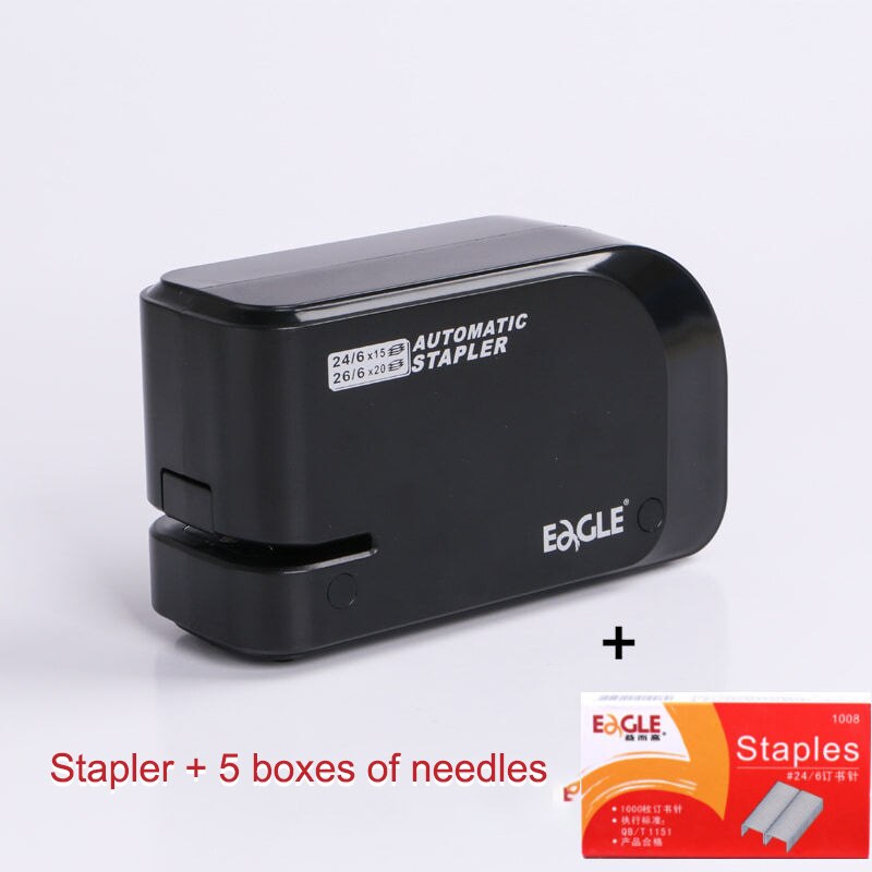 Electric Stapler Office Labor-saving Stapler Automatic Stapler Medium Student Staple 20 Sheets Paper School Supplies Stationery: black 5000 staples