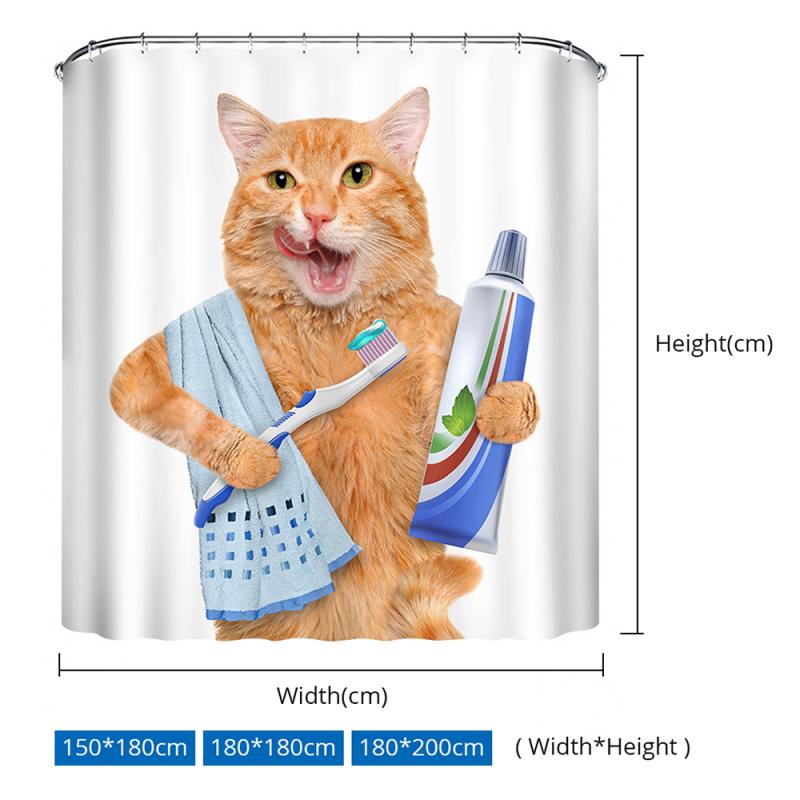 Mooie Kat Afdrukken Douchegordijn Polyester Waterdicht Doek Douchegordijnen Badkamer Gordijn Baden Gordijn Badkamer Gordijn
