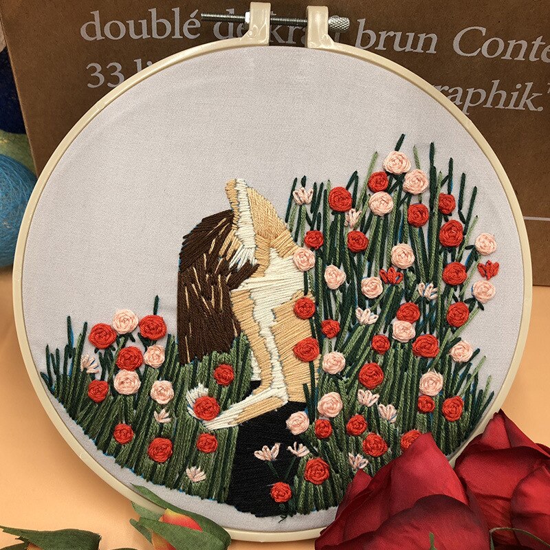 Roślin haftowane kwiaty pakiet materiałów DIY rzemieślnicze przechodzić zestaw robić szycia 3D rękojeść materiały krawieckie bordado obrazy wystrój