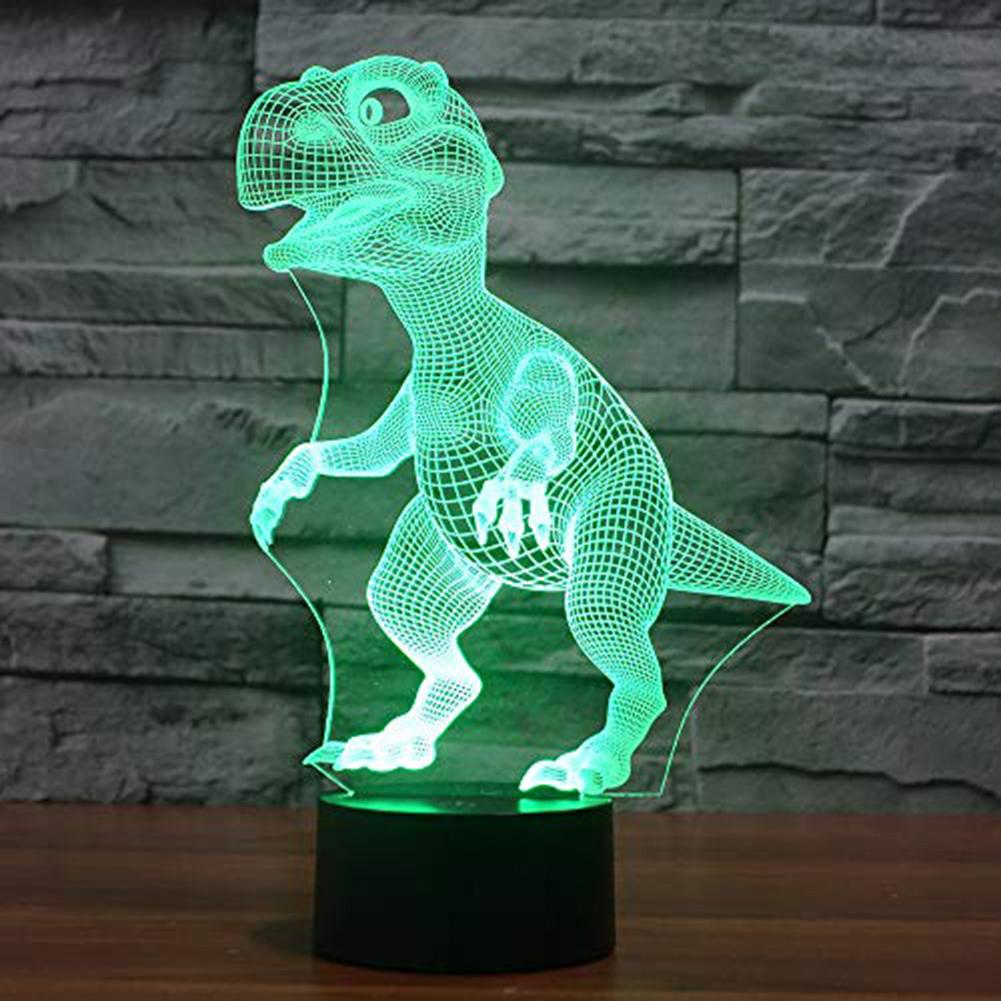 Lampada da notte a forma di dinosauro a LED colorata visiva 3D ornamenti per telecomando in acrilico con Base in ABS eccellente e resistente