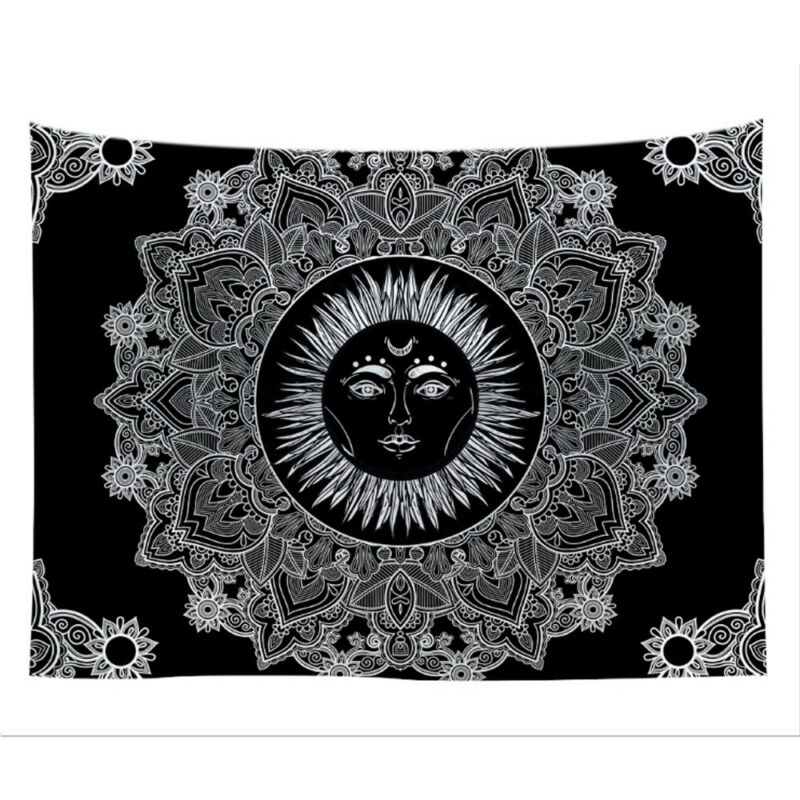 Zon en Maan Gezicht Indische Mandala Tapestry Totem Bohemian Hippie Muur Opknoping Deken Thuis Dorm Decor