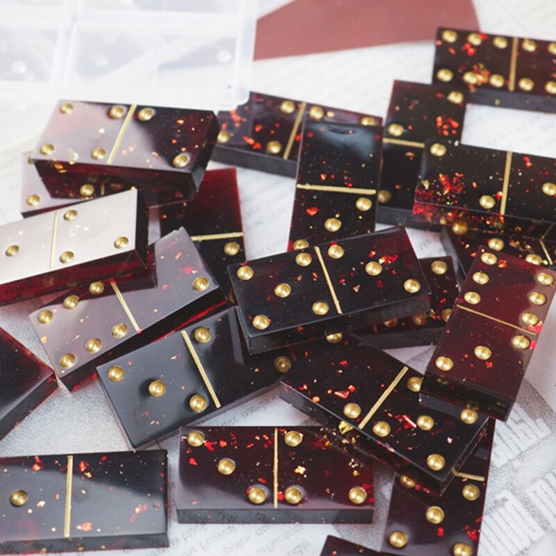Molde de Silicona en Forma de Dominó, Matriz para Manualidades Caseras con Cristal o Resina Epoxi, Herramientas de Fundido, Juego