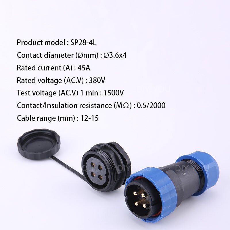 SP28 IP68 Back Nut waterproof connector 2/3/4/5/6/7/9/10/12/14/16/19/22/24/26 Pin plug socket Electric cable Aviation connectors: SP28-4L
