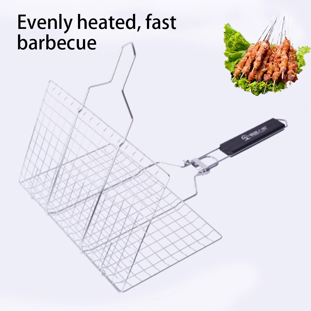 BBQ Grill Barbecue Accessories Tools For Home Park Iron Grilling Basket Portable Stainless Steel BBQ Grill Folding BBQ Grill