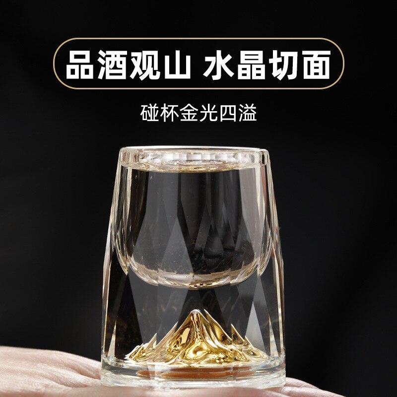 1-4 pezzi bicchieri di vetro di cristallo lamina d'oro per bicchiere di Vodka casa impostato di vino di fascia alta bicchiere da vino doppio bicchiere per sbarra da casa tazza di liquore