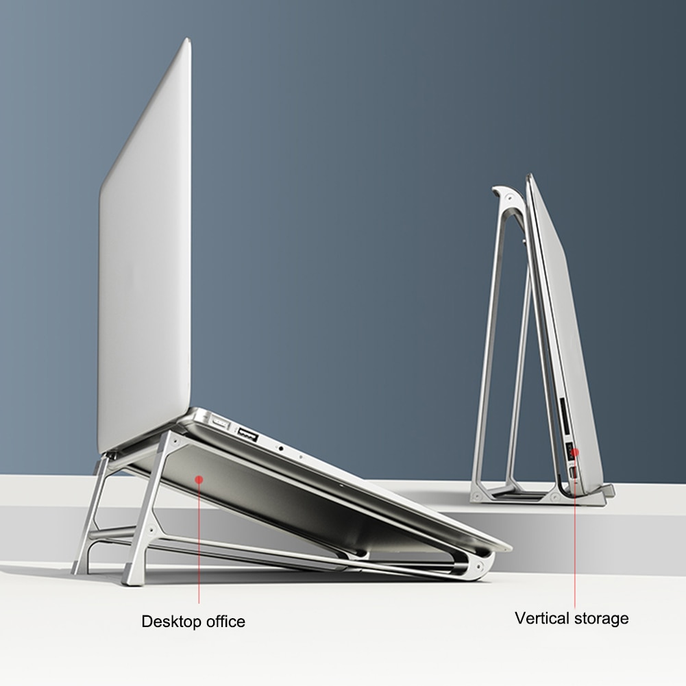 2 in 1 Desktop Laptop Stand Aluminum Vertical Laptop Stand Home Office Notebook Cooling Holder for MacBook Air Pro