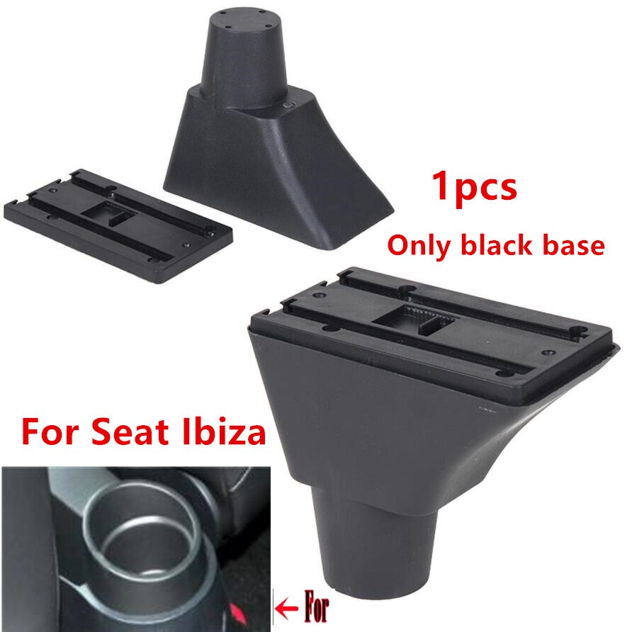 Für Seat Ibiza Armlehne Box Für Ibiza 6j Ibiza 6L Center konsole zentralen Speicher inhalt Lagerung box mit USB LED produkte Arm Rest: Black base only