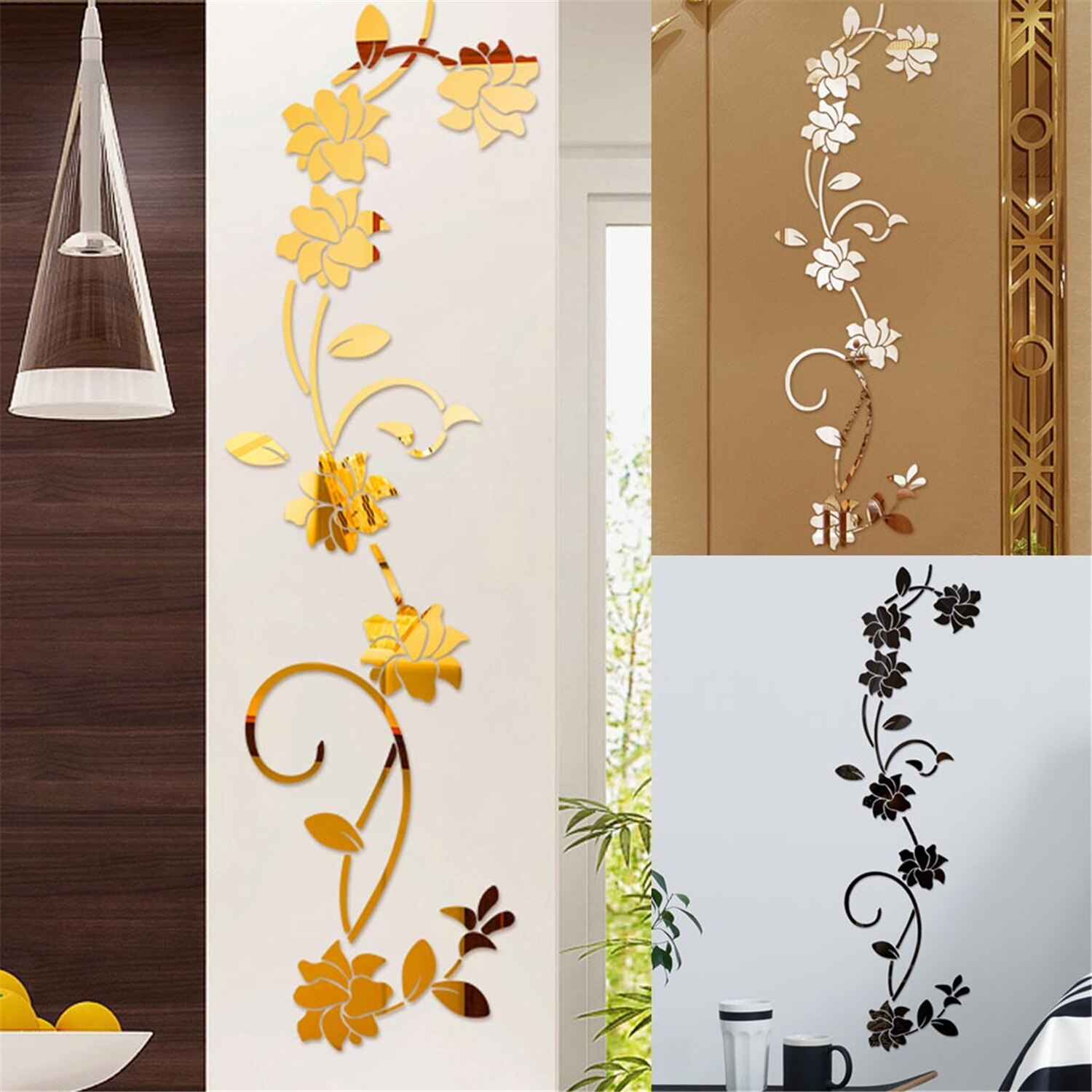 3D Flower Shape Acrylic Wall Sticker DIY Modern Stickers Decoration For Living Room Home