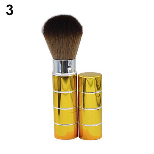 1 ud. Brocha retráctil de aluminio para colorete en forma de cúpula base de maquillaje para el rostro cepillos de maquillaje cosméticos herramientas: Golden