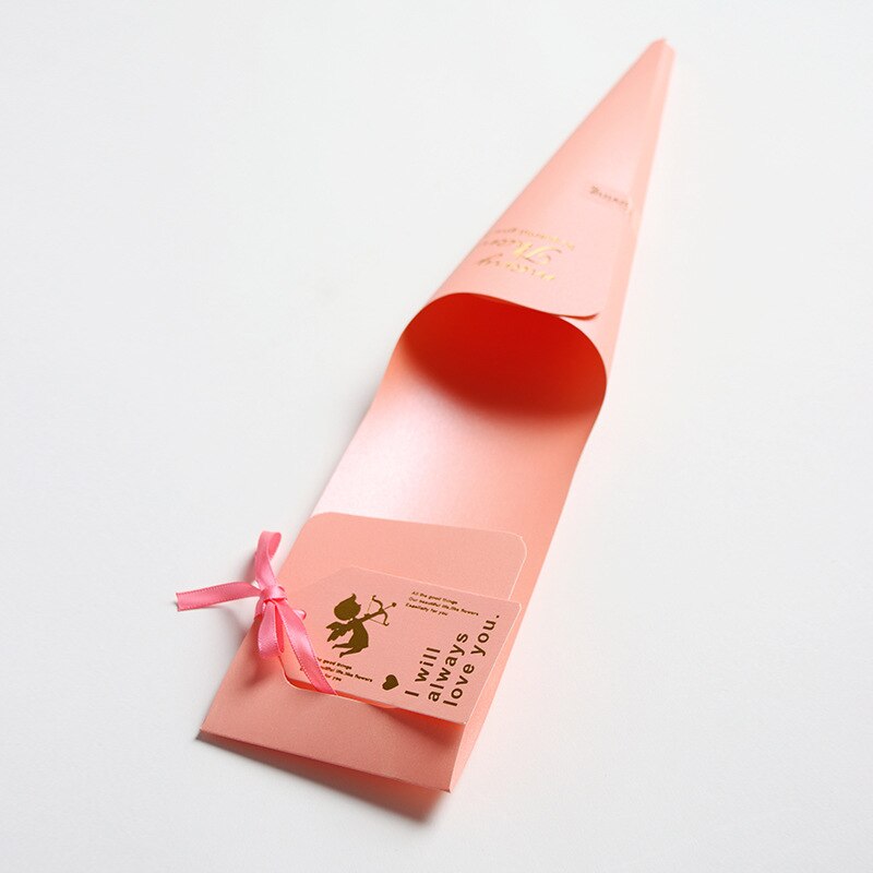 5pcs Single Rose Flower Wrapping box Bouquet Floral Packaging Material Handmade DIY Flower Boxes with Ribbons and Cards: pink