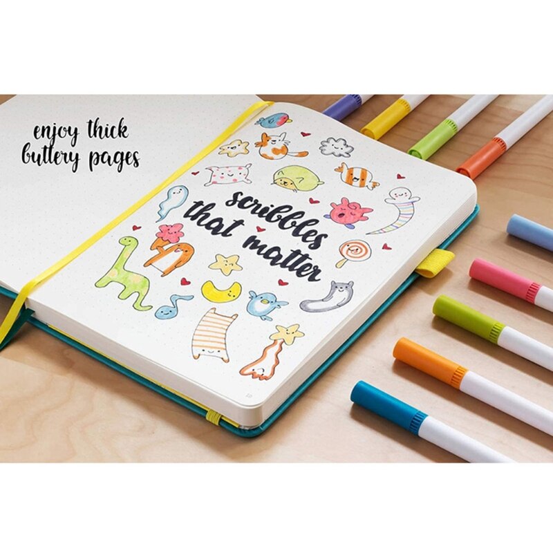 200Pages A5 Practical Scribbles Notebook Dotted Hardcover Travel Journal To-do List Notepad Xmas for Kid Teen Adult