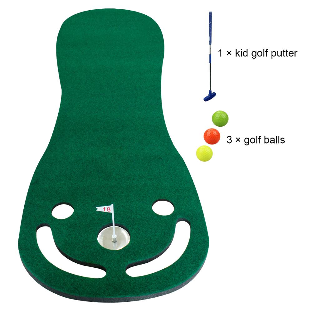 Putting Green Mats Set for Golf Putting Use Included 1 Putter &amp; 3 Balls Training Aid Put Cup &amp; Flags Indoor Outdoor Training Mat: Default Title