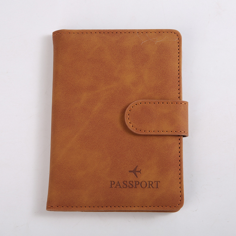 Lederen paspoorthouder covers case waterdichte reis creditcard portemonnee schattig paspoortboek voor dames/heren gesp paspoorthoes: Bruin