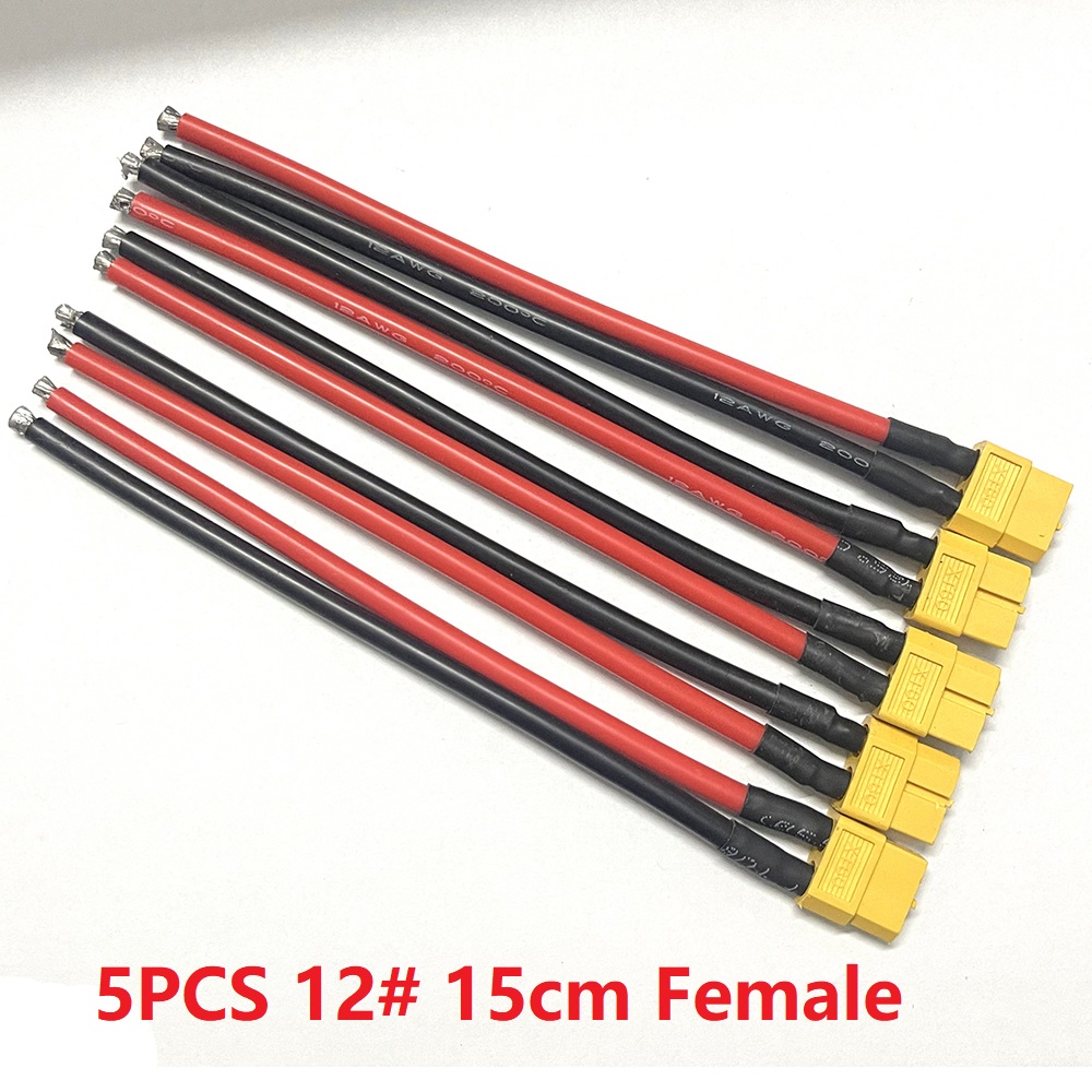 12 AWG 10 cm/15 cm XT60 línea de conexión 12 AWG Cable de extensión DIY Cable de batería macho y hembra para batería RC ESC: naranja