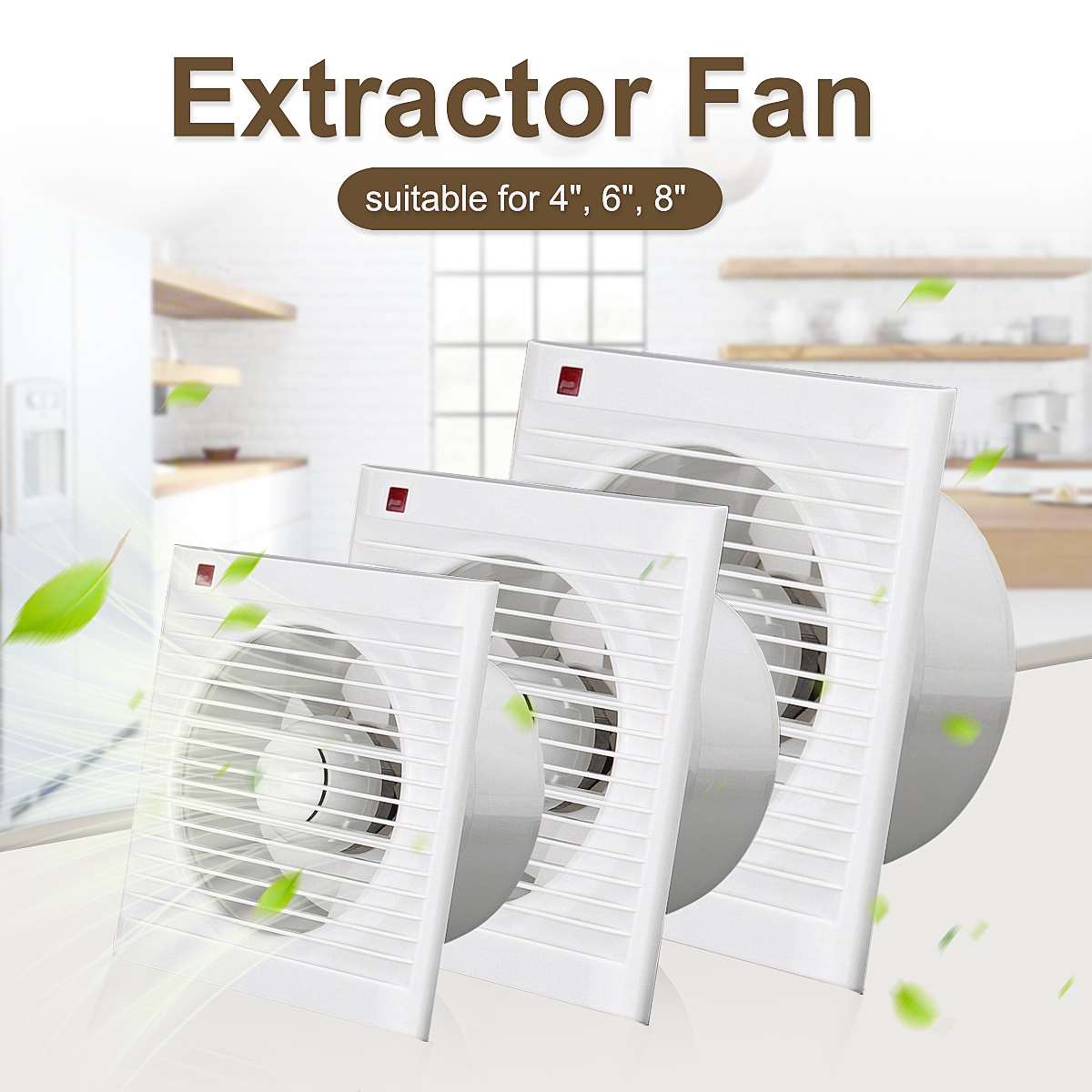 4 Inch 6 Inch 8 Inch Waterproof Mute Bathroom Extractor Exhaust Fan Window for Kitchen Toilet Vent Fan