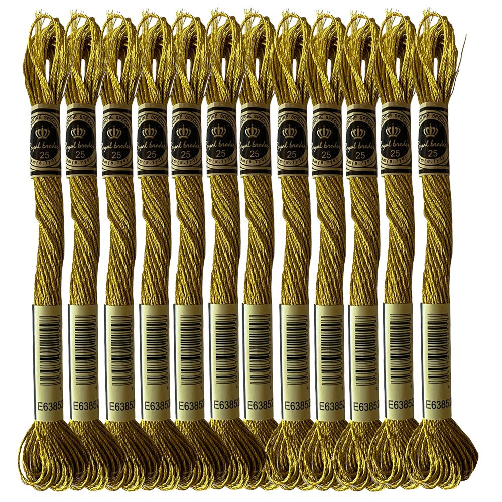 Metal Effects Metallic Silver Floss Embroidery Thread Titanium Copper Gold E168/E301/E317/E3821/E677/E3852, 8.7 Yards: Dark Gold x12