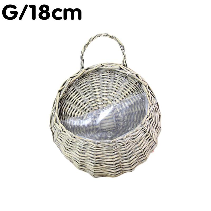 Flower Basket Wall Hanging Natural Wicker Flower Pot Home Rattan Basket Planter Container Decoration Vase Wall Storage Gard N0f8: 18CM Old gray