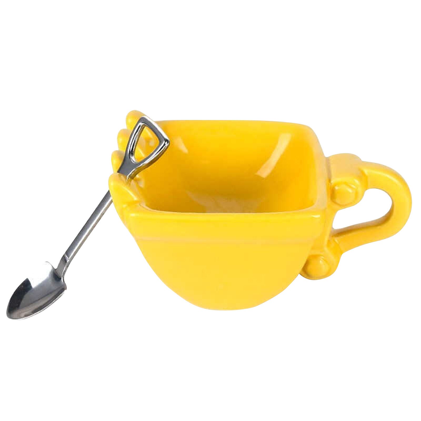 Taza de café de excavadora creativa, cuchara con forma de pala para amigos, para tomar café: Yellow 