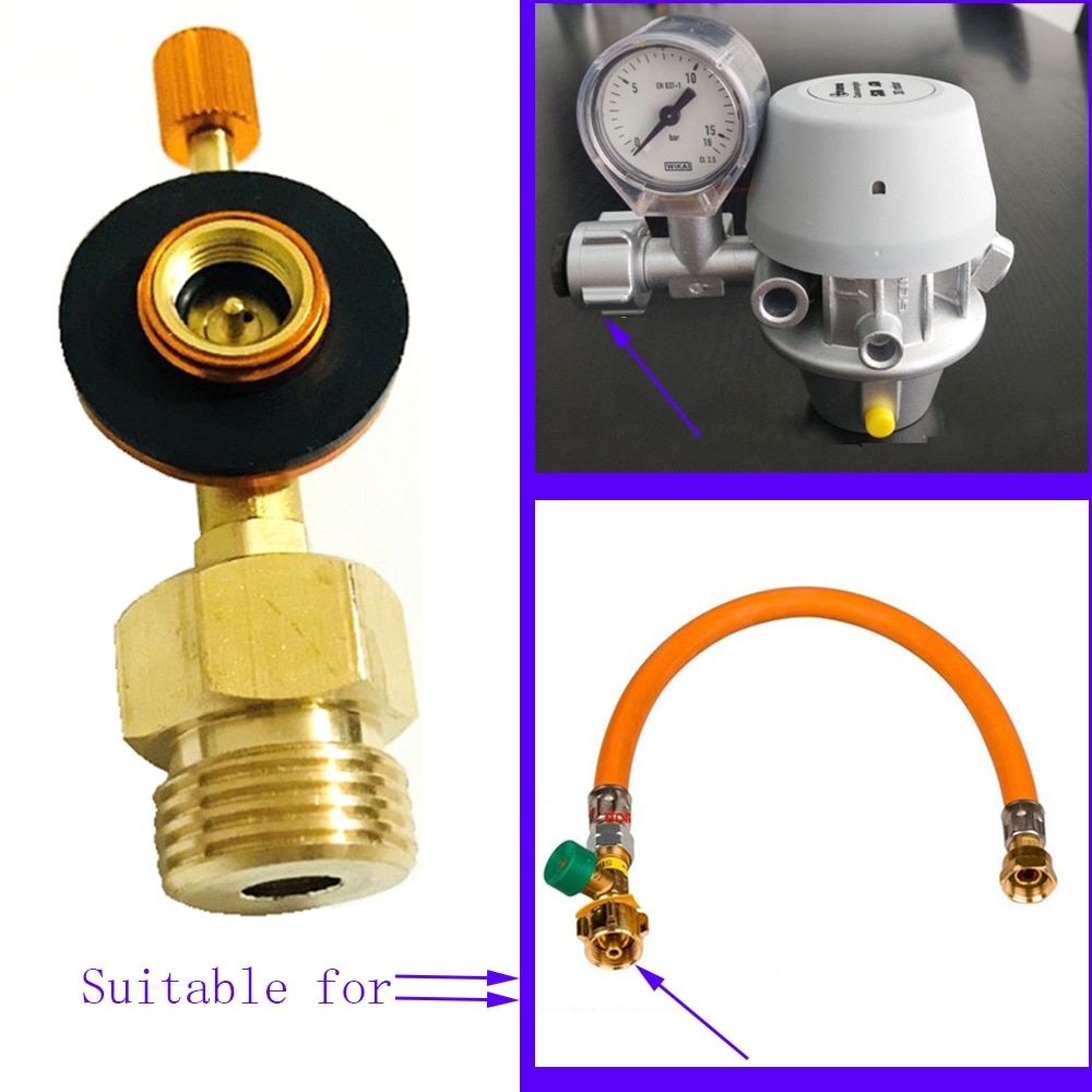 Flad cylinder refill adapter camping komfur adapter propan tank stik gasflaske konvertere til tysk type