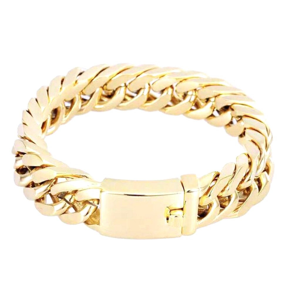 Bracelet à Double boucle pour hommes, rétro plaqué or, chaîne galvanisée, maillons, chaîne en métal, bijoux: gold