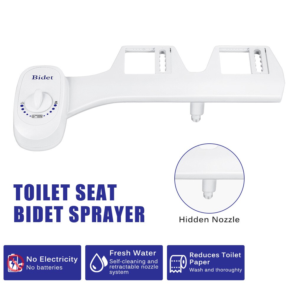 Non-Electric Bathroom Mechanical Bidet Toilet Gynecological Washing Nozzle Seat With Dual Sprinkler Fresh Water Sprayer