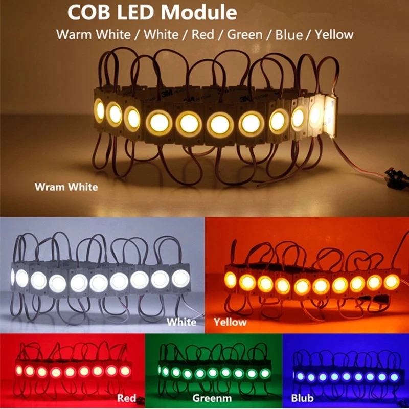 10 pcs/lot Module LED COB d'injection 2.4 W/pièces avec lentille DC12V lumière publicitaire, rétro-éclairage LED pour lettres de canal