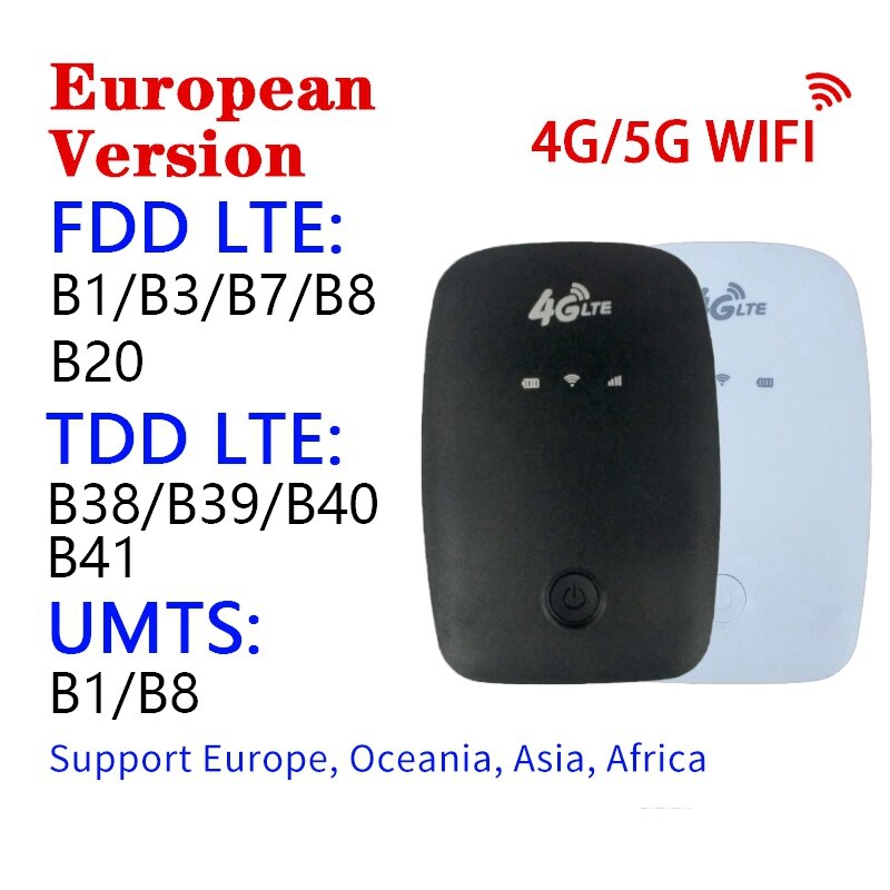 4G LTE MiFi Router portátil MiFi 150Mbps móvil 2100MAh WiFi Hotspot coche wi-fi Router con tarjeta Sim ranura: White