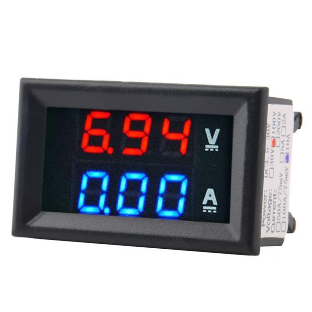 Lot 6 Voltmètre Ampèremètre LED 0,28" Double Couleur – 0-100 V / 10 A – Module Testeur Panneau Rouge/Bleu – DC 4-30 V