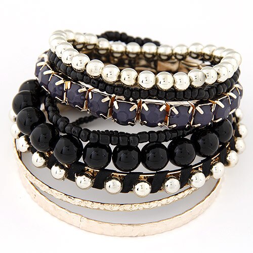 LEMOER Bohemian Candy Color Multilayer Beads Bracelet Bangles jewelry for women pulseras mujer wrist band