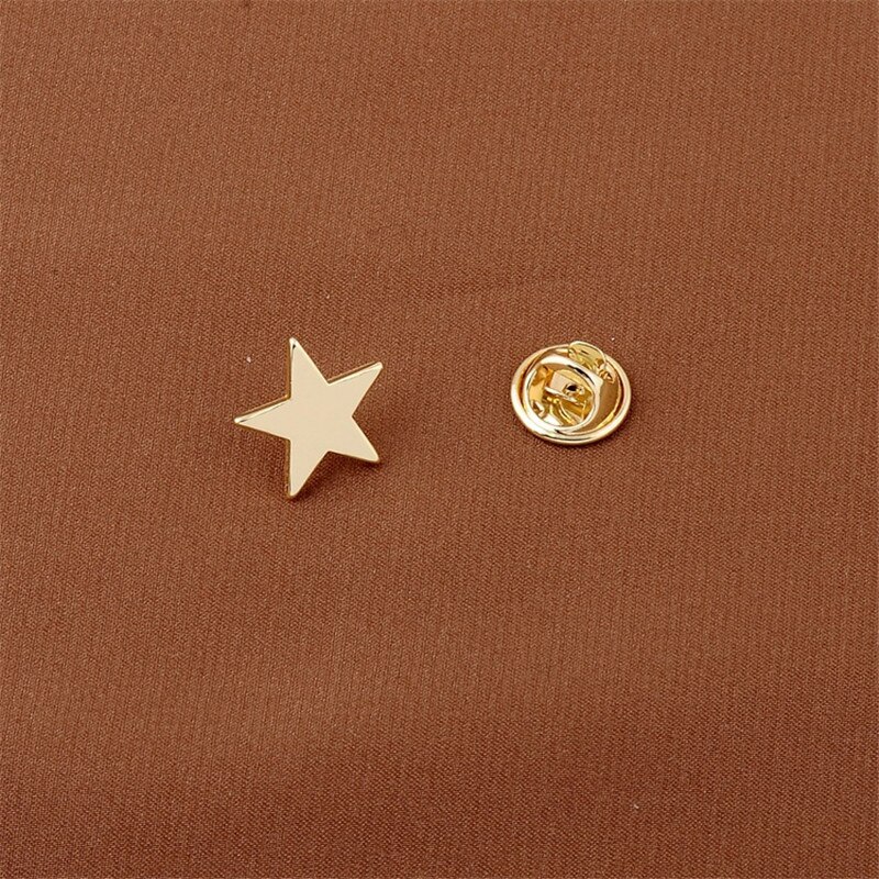 Broches de col en alliage métallique pour hommes et femmes, couleur or, étoile, cœur, rond, Simple, classique, Cardigan, accessoires: Star