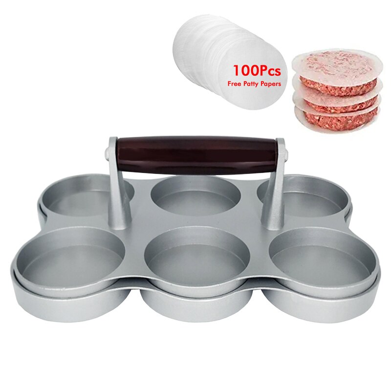 ikke-pinne burgerpress aluminiums hamburgerpattemaker med 100 vokspapir til grille