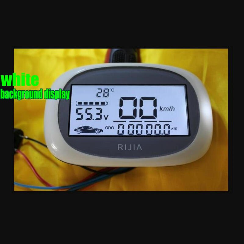 Elcykel hastighetsmätare lcd-display 36 v 48 v 60 v 72 v 80 v 84 v 96v+ hastighets-/batterinivåindikator+ blinkers färgad vit skärm