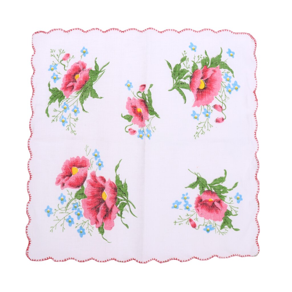 10pcs 100% Women Cotton White Handkerchiefs Ladies Hankies Square Handkerchiefs Assorted Colourful Flowers for Weddings Parties