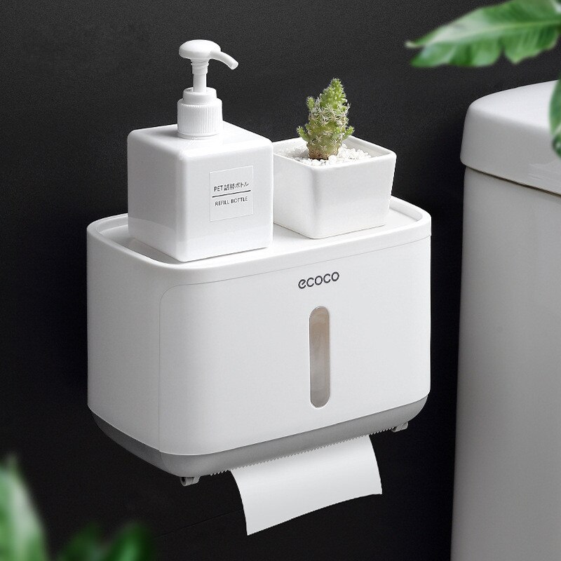Vægmontering toiletpapirholder papirservietter vandtæt toiletpapirbakke rullepapir opbevaringsboks organisator badeværelsestilbehør