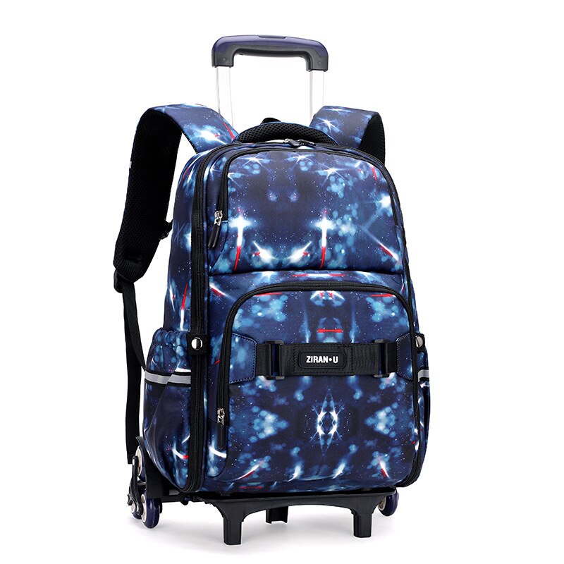 Trolley bagagli borse da scuola per ragazzi ragazze borse da scuola per bambini zaino per bambini Mochilas con zaino per scuola con ruote zaino per bambini: 6 wheel blue1