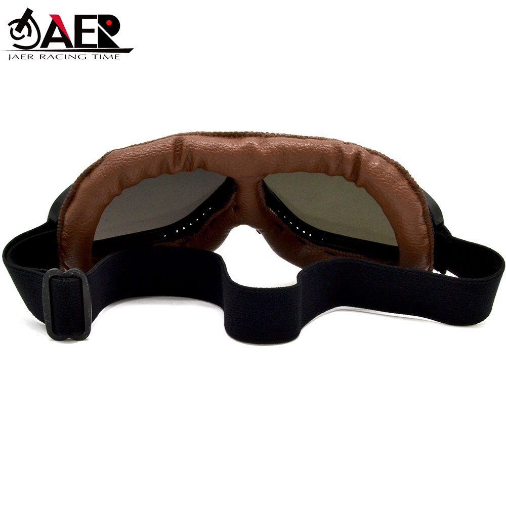 Jaer 100% Helm Bril Met Zilveren Lens Motorfiets Goggle Vintage Piloot Biker Leer Voor Motorcycle Bike Atv Goggle 5 Kleuren