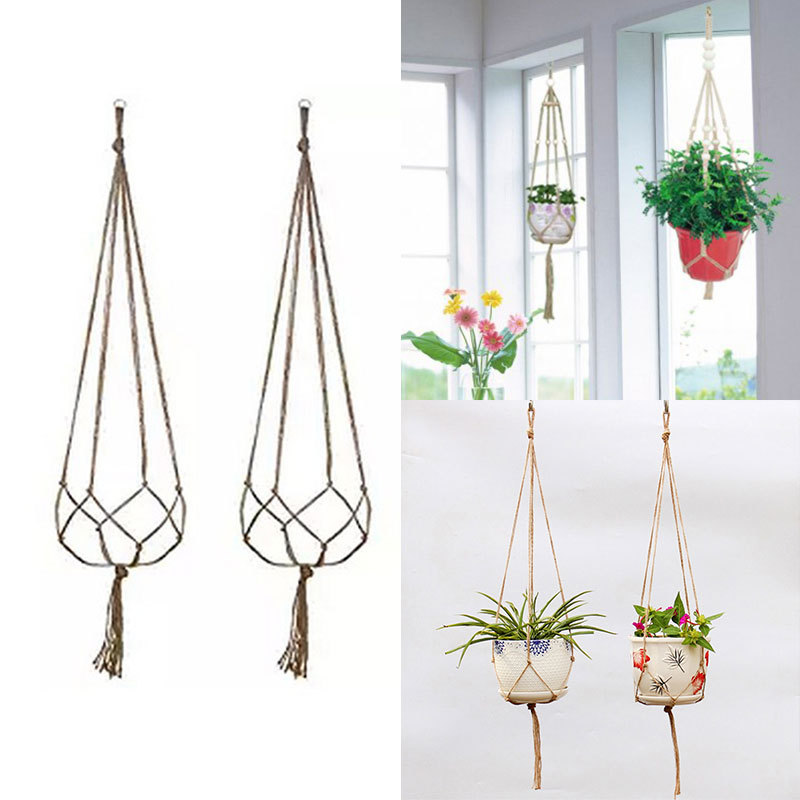 90cm cáñamo cuerda colgando cesta de cuerda trenzada maceta para flor, titular de la planta de Macrame nudo de elevación decoración de jardín