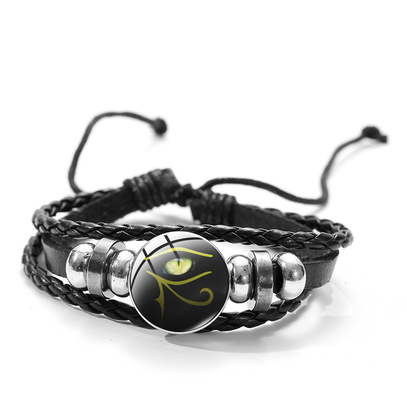 Vintage Ägyptischen Götter Power Auge Leder Armbänder Auge Von Horus Symbol Glas Kunst Multi-schicht Armreifen für Frauen Männer schmuck