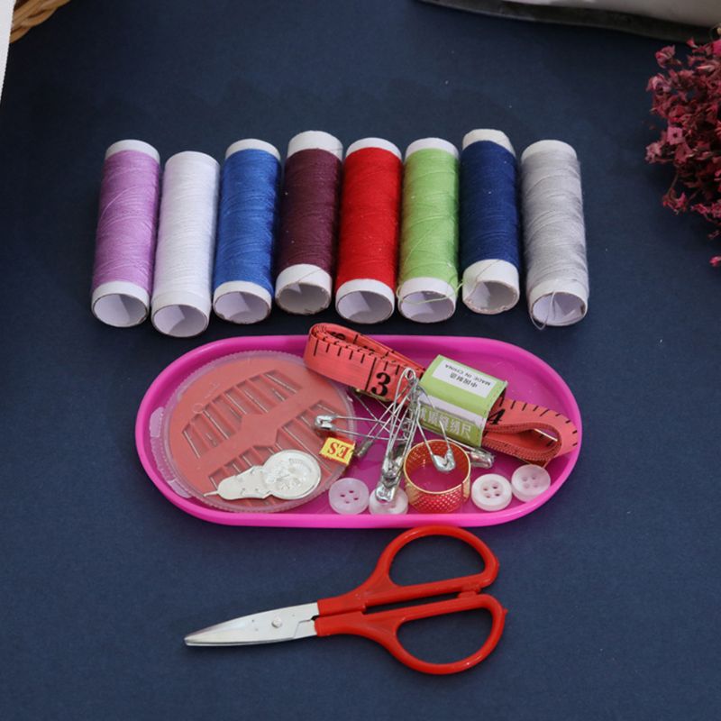 Portable DIY Sewing Thread Travel Kit Knitting Needles Tools Set Stitching Embroidery Craft Tape Measure Scissors Thimble