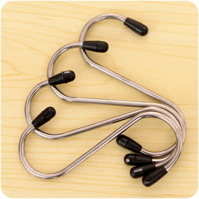 Vierdelige s-vormige haak voor thuis, roestvrijstalen s-haak voor in de keuken, supermarkt, multifunctionele haak