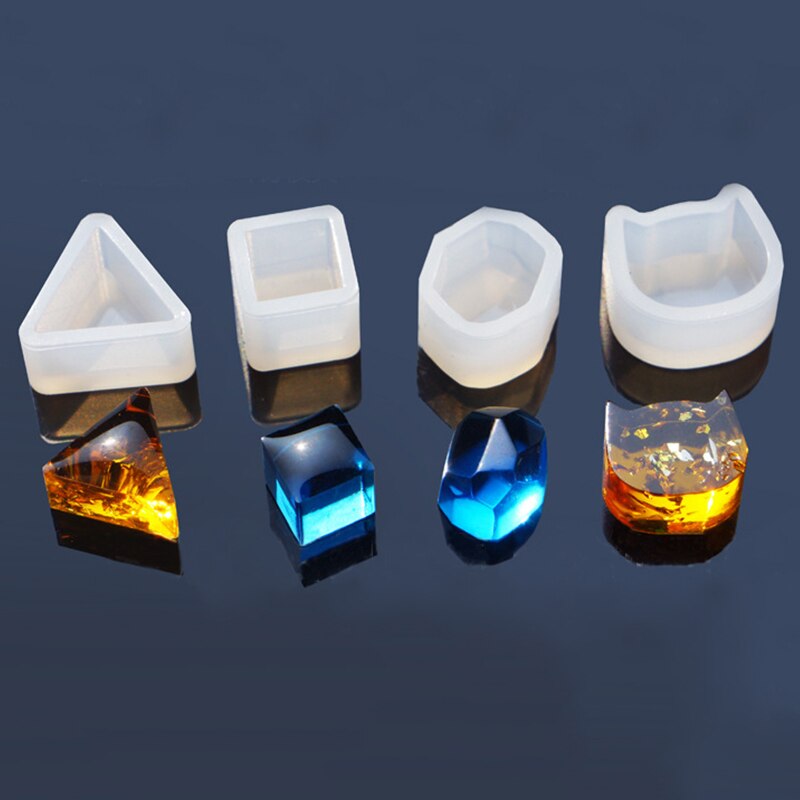 4 stuks/set siliconen hars mal kat dier mal sieraden maken vierkante zeshoek mal wit voor het maken van oorbellen