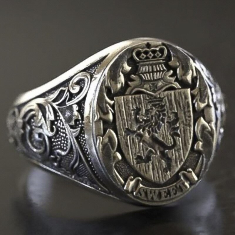 Crown Lion Shield Badge Ring Retro Style Man Domineering Ball Birthday Anniversary: 10
