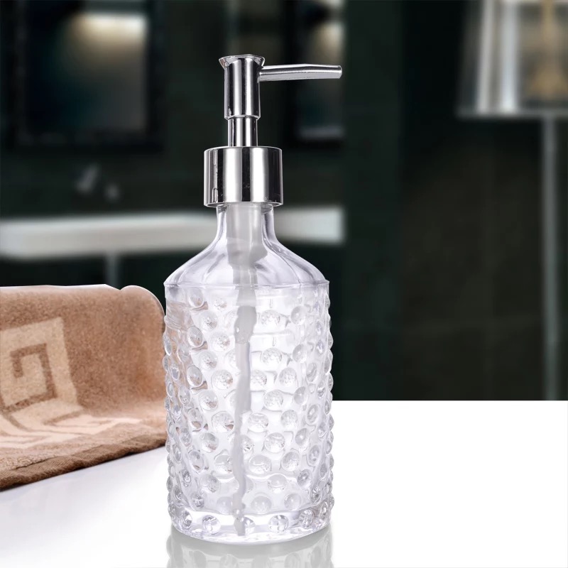 European Style Glass Hand Sanitizer Bottle Lotion Bottles Bath Shower Gel Shampoo Press Liquid Soap Dispenser Bathroom Supplies: E