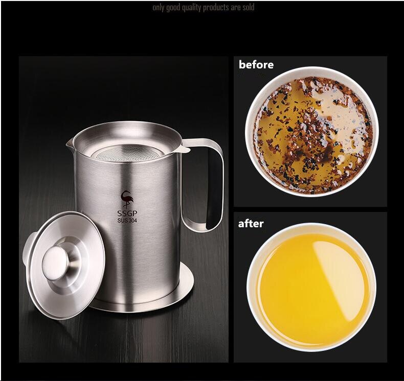 Oil Bottle Container Oil Strainer Pot Oil Bottle Stainless Steel Oil Dispenser Container with Strainer Kitchen Storage Tools Oil