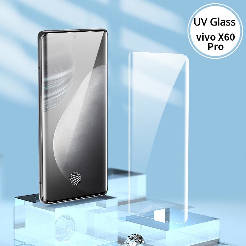 Jgkk Uv Vloeibare Volledige Lijm Cover Voor Vivo X60 Pro Plus Screen Protector Gebogen Gehard Glas Voor Vivo X60Pro + uv Glas