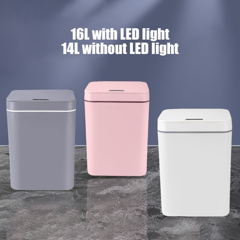 14/16L USB Charging Rubbish Can Automatic Smart Induction Trash Can Sensor Dustbin Touch Sensor Garbage Bucket for Home Kitchen